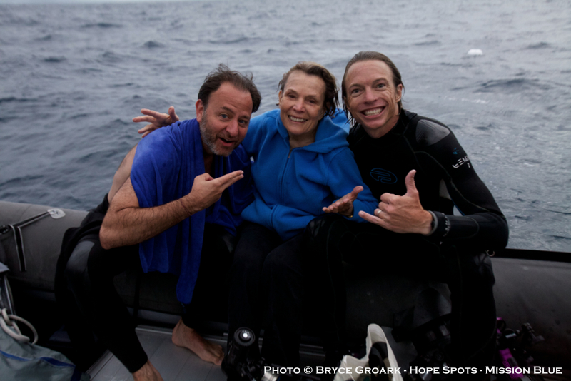 Fisher Stevens, Dr. Sylvia Earle & Bryce Groark: Photo: Mission Blue film team (Hope Spots Media)