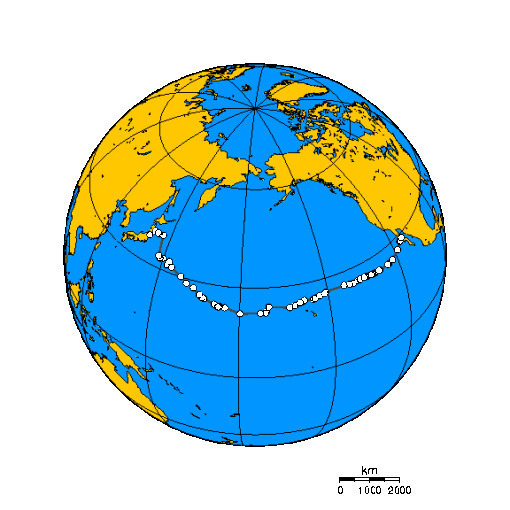 1996 Track of Adelita, a female loggerhead turtle - from Baja to Japan. 