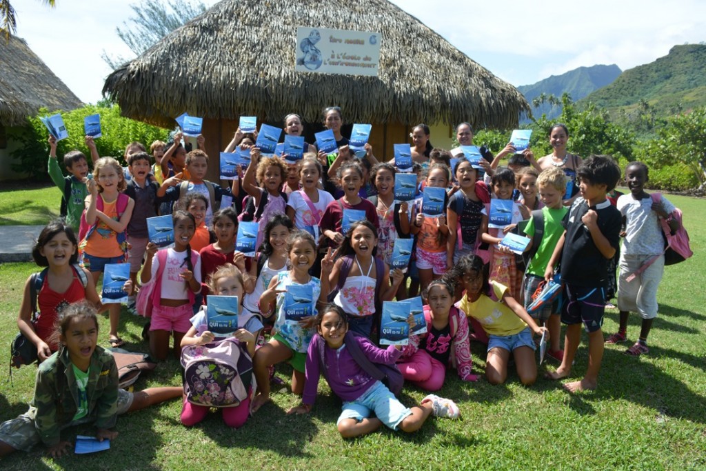 French Polynesian students during a Te Mana o Te Moana school program 