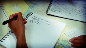 Teresa Carey recording data on micro plastics © Ben Carey