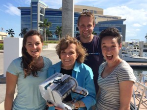 Dr. Sylvia Earle with GEECs founders Erika Bergman (left) and Samantha Wishnak (right) and OpenROV during this summer's Google Ocean Camp. © GEECs
