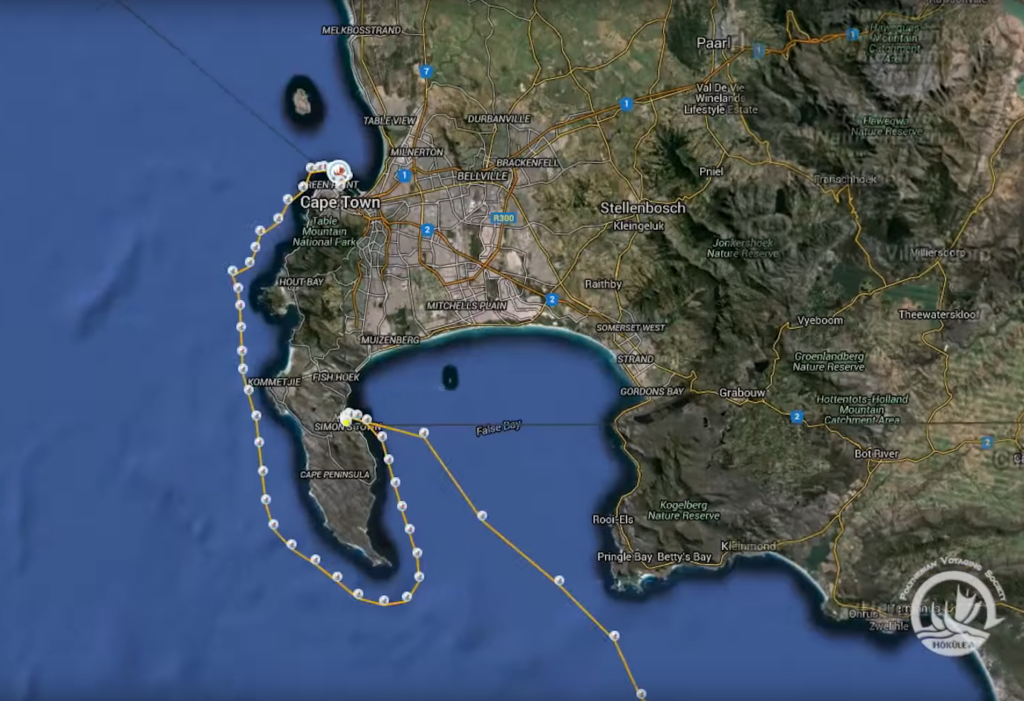 Land ho! False Bay, South Africa.