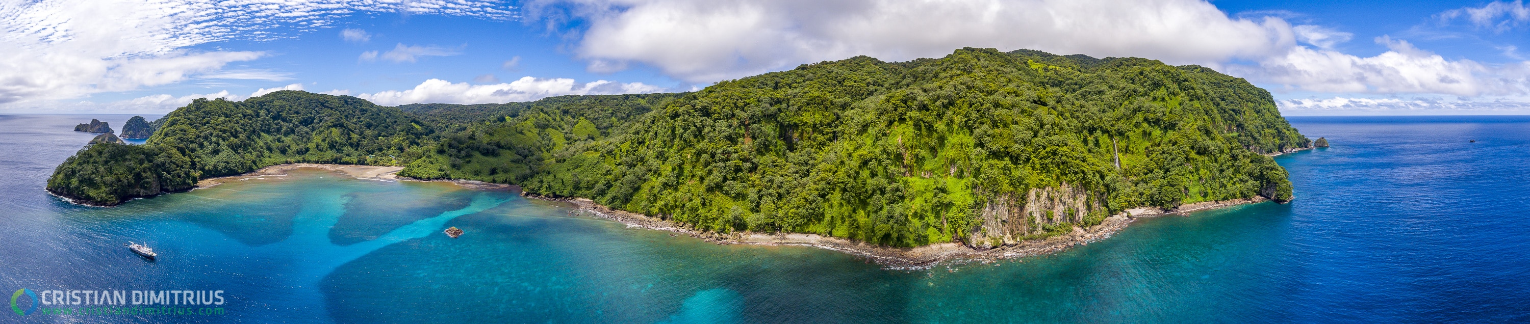 Aerial view of Cocos Island. 